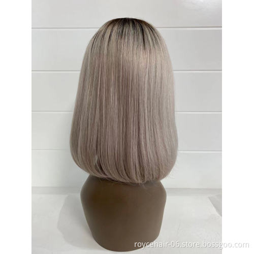 8 10 12 14 Inch Short  Brazilian Natural Remy 100% Human Hair 150% 180% Density  Lace Frontal Glueless Body Wave Purple Bob wigs